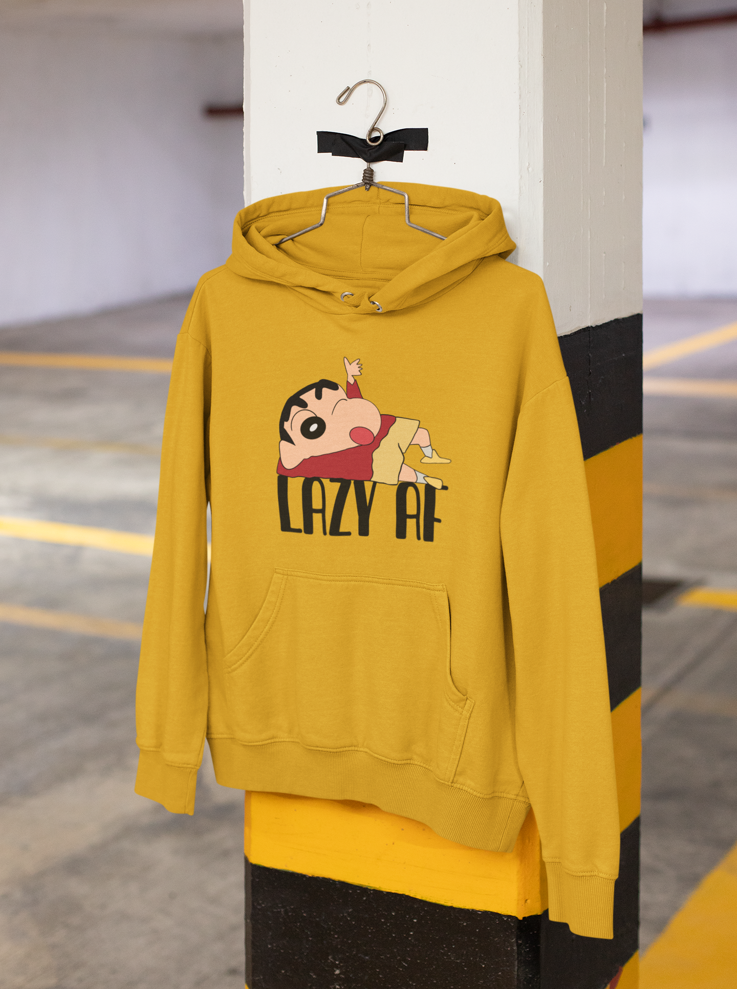 Lazy AF: Shinchan - WINTER HOODIES MUSTARD YELLOW