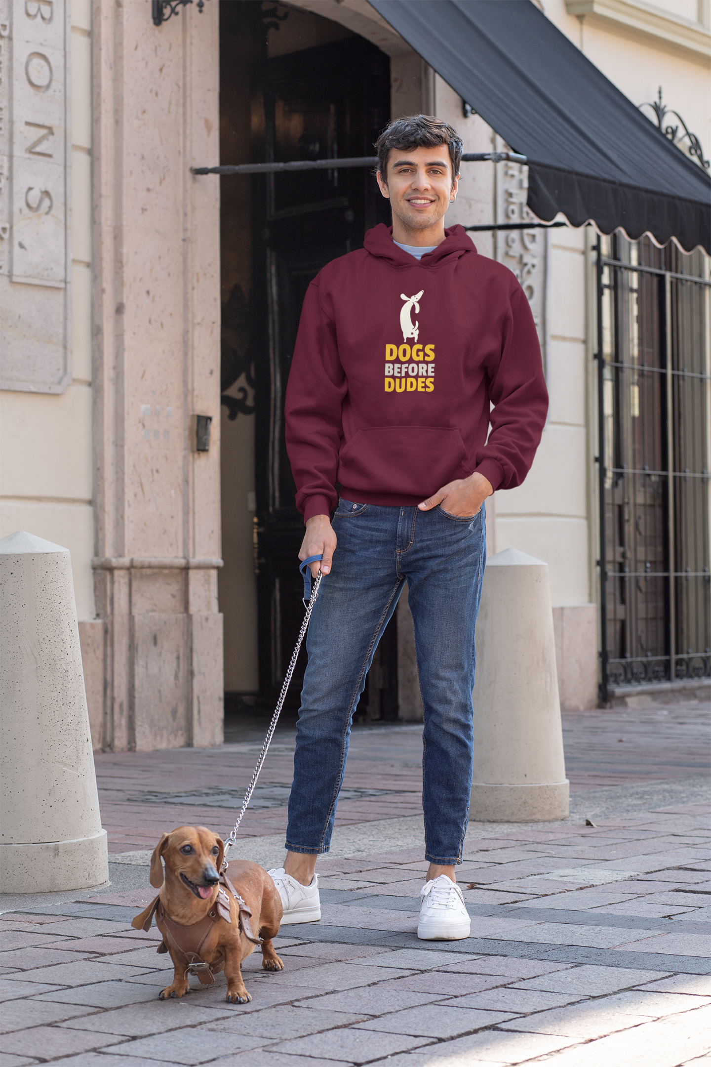 "DOGS BEFORE DUDES "- WINTER HOODIES MAROON