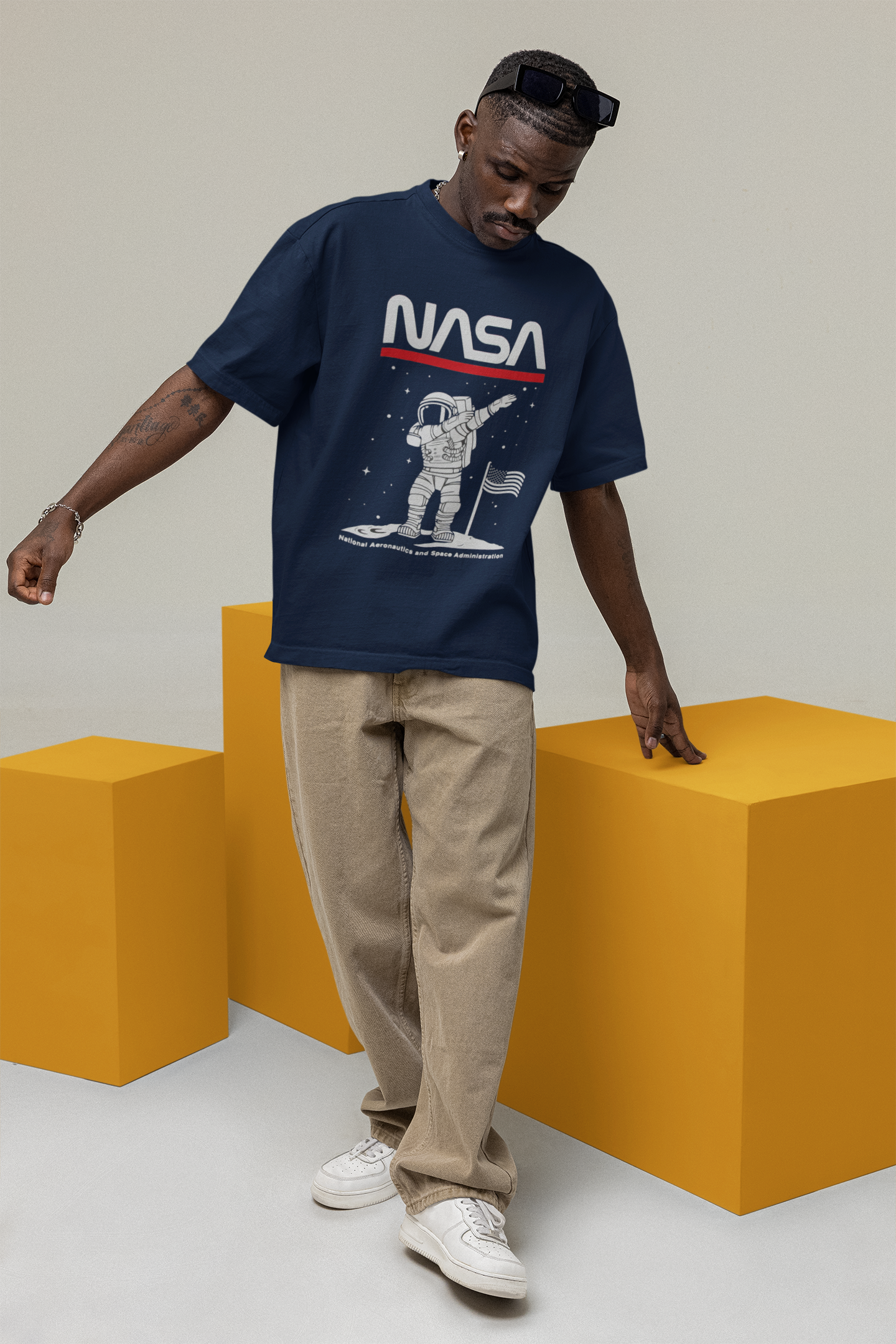 NASA Astronaut Dab Unisex Oversized T-Shirts