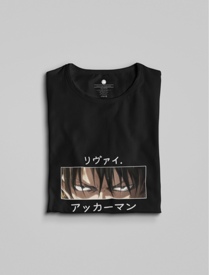 Levi Ackerman's Eyes Attack on Titan: Unisex Oversized T-Shirts BLACK Cotton 240 GSM