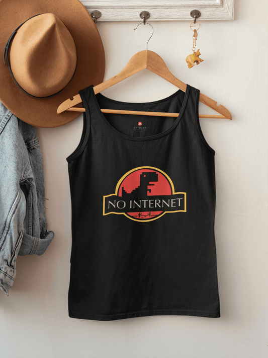 "NO INTERNET"- SLEEVELESS T-SHIRTS BLACK