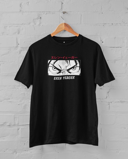 Eren's Eyes- Attack on Titan: Unisex Oversized T-Shirts BLACK Cotton 240 GSM