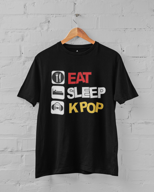 Eat Sleep K-Pop Unisex Oversized T-Shirts