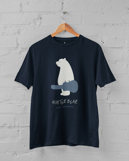 Winter Bear- Taehyung Regular Fit T-shirt | Antherr Core NAVY BLUE