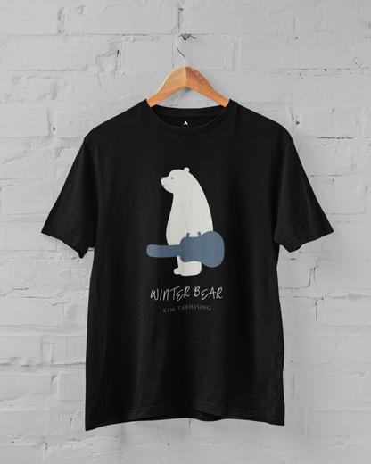 Winter Bear- Taehyung Regular Fit T-shirt | Antherr Core BLACK