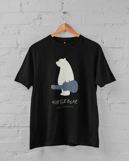 Winter Bear- Taehyung Regular Fit T-shirt | Antherr Core BLACK