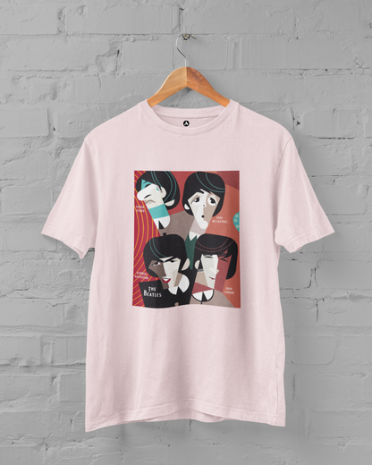 The Beatles Unisex Oversized T-Shirts BABY PINK
