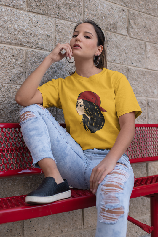 " CHIN UP GIRLS " - HALF-SLEEVE CROP TOPS