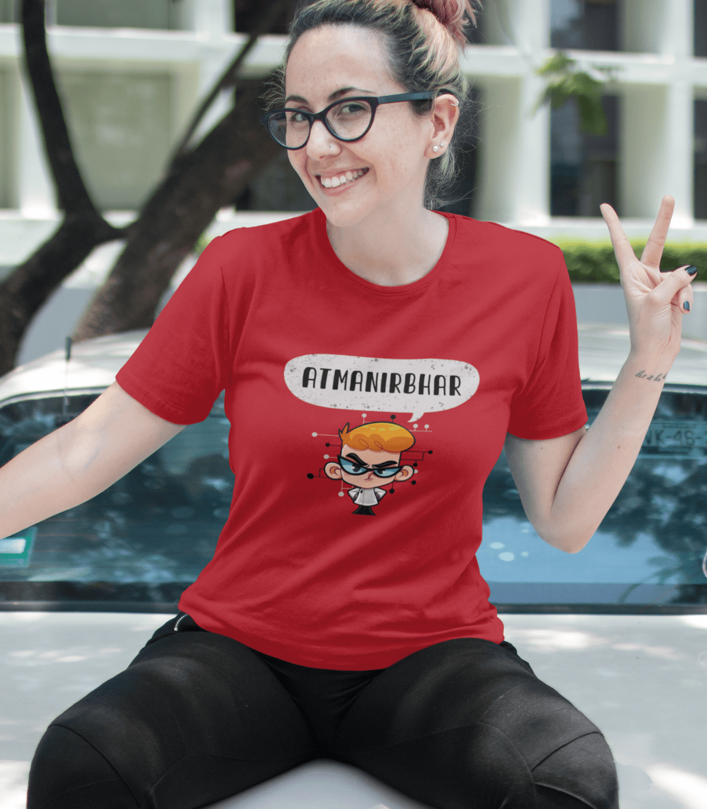 Atmanirbhar: HALF SLEEVE T-SHIRT RED