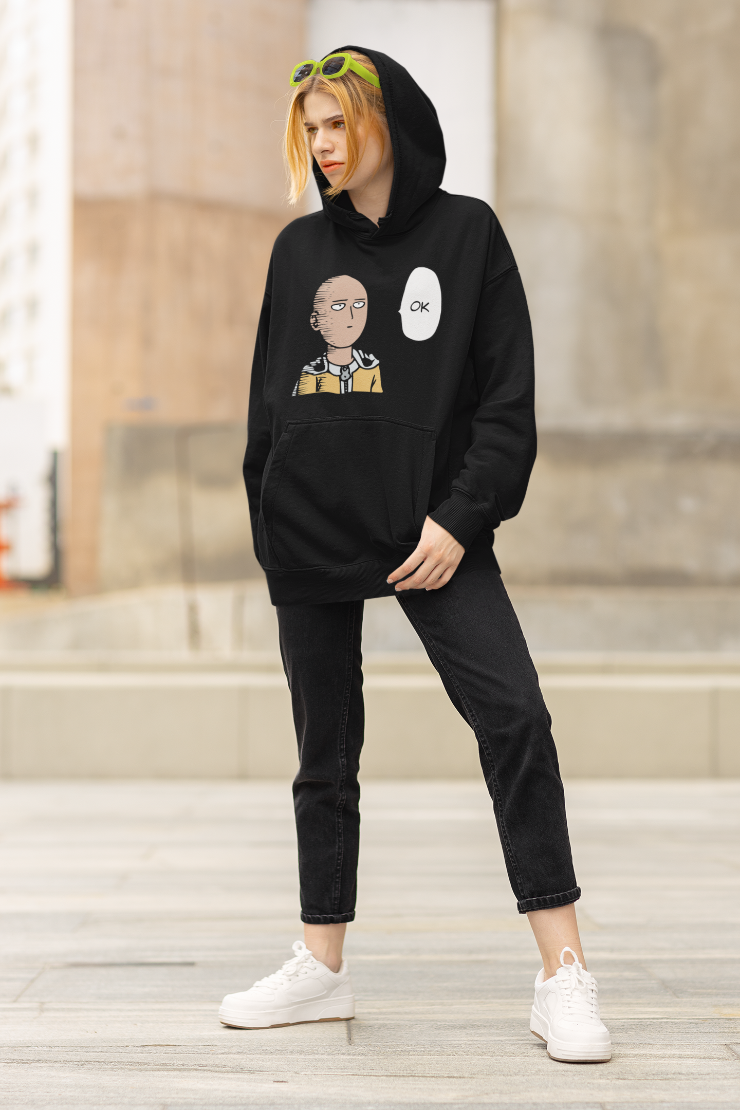 Ok- One Punch Man: Anime- Unisex Winter Hoodies BLACK