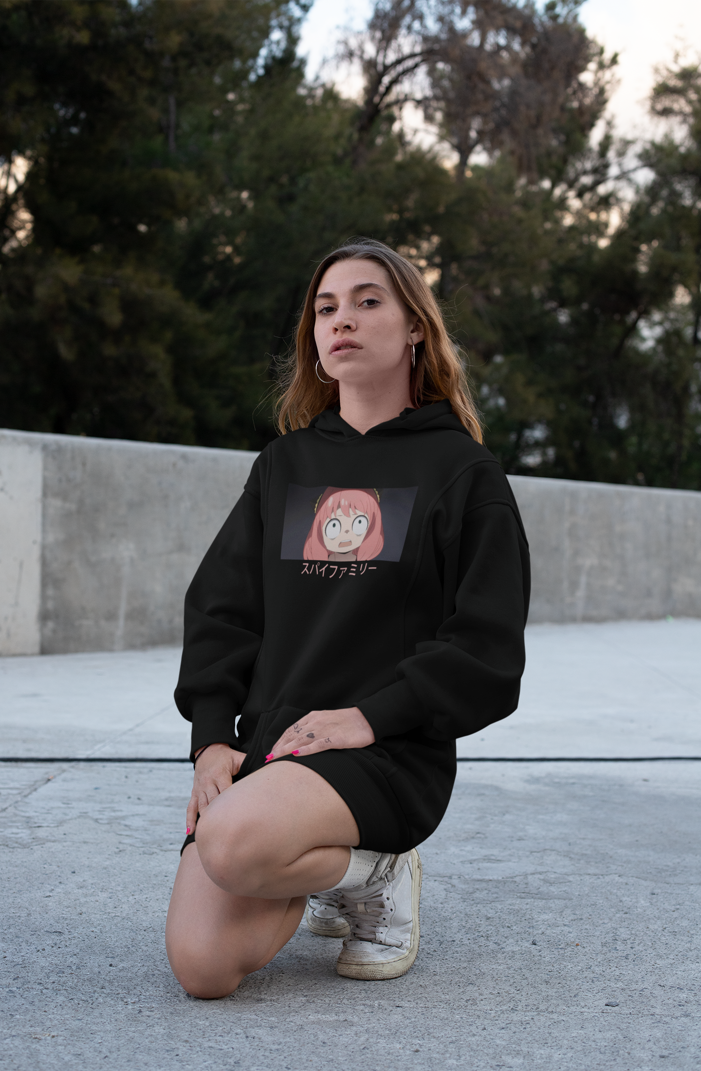 Cute Anya Forger: Winter Hoodies BLACK