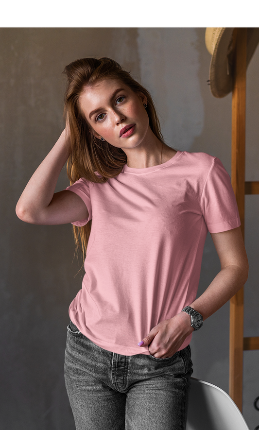 BASIC LIGHT PINK HALF-SLEEVE T-SHIRTS LIGHT PINK
