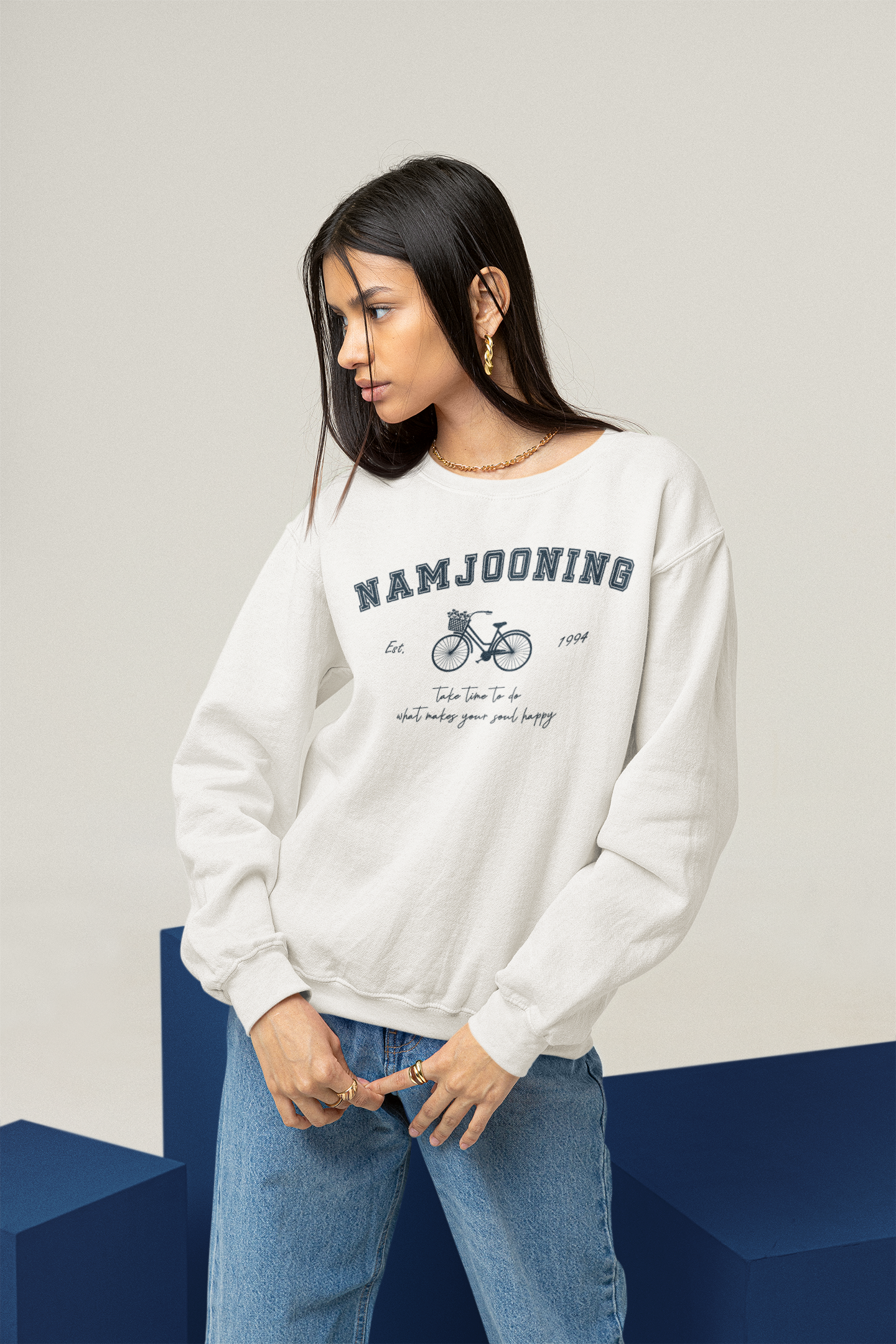 Namjooning- Take Time Unisex Winter Sweatshirts WHITE