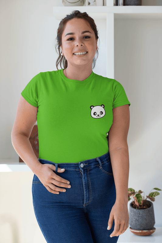 Cute Panda Regular Fit T-shirts FLAG GREEN
