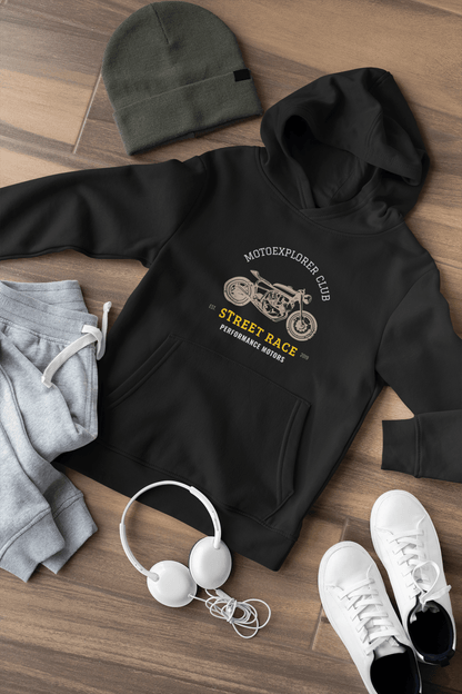 " STREET RACE "- MOTO EXPOLRERCLUB - WINTER HOODIES BLACK