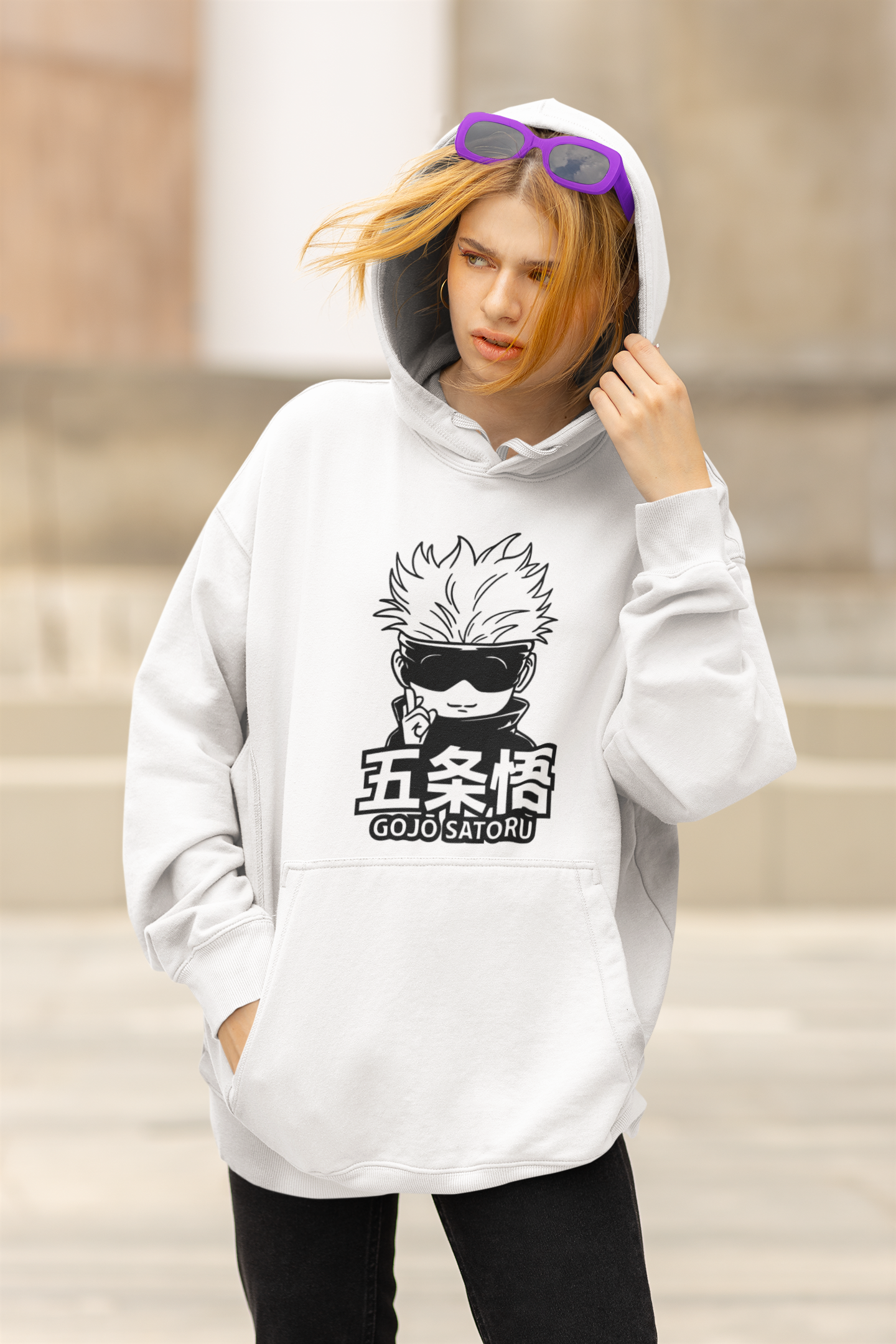 Chibi Gojo Satoru-Jujutsu Kaisen: Anime- Unisex Winter Hoodies WHITE
