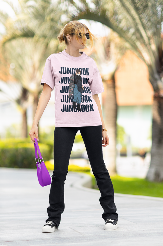 Jungkook BTS Regular Fit T-Shirts LIGHT BABY PINK
