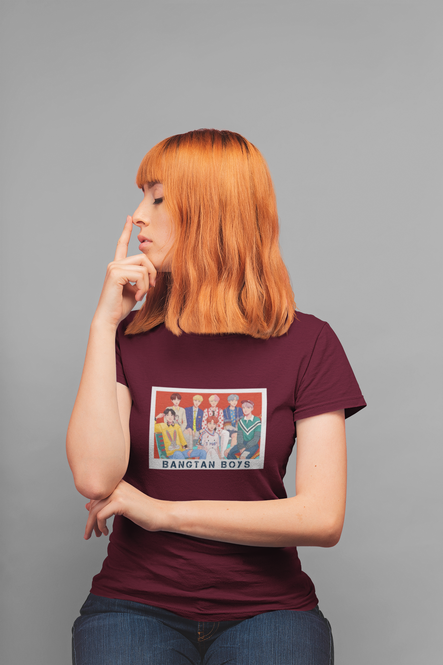 BANGTAN BOYS - HALF-SLEEVE T-SHIRTS MAROON