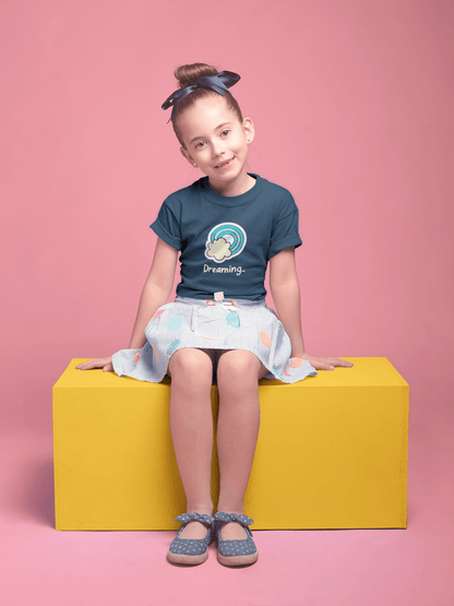 " DREAMING " KIDS HALF-SLEEVE T-SHIRTS NAVY BLUE