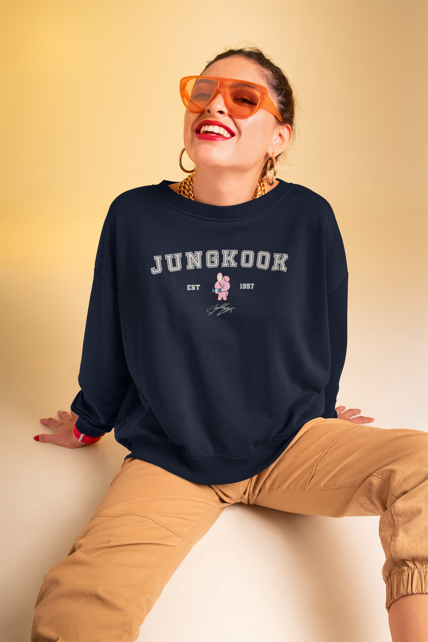 Jungkook- Cooky: Unisex Winter Sweatshirts NAVY BLUE