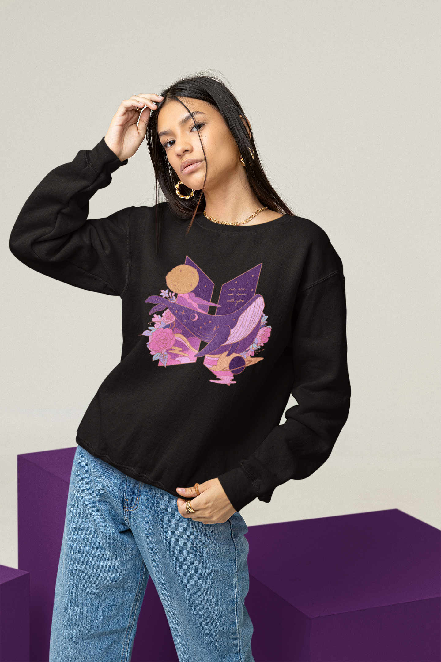 We are not seven with you Unisex Winter Sweatshirts BLACK