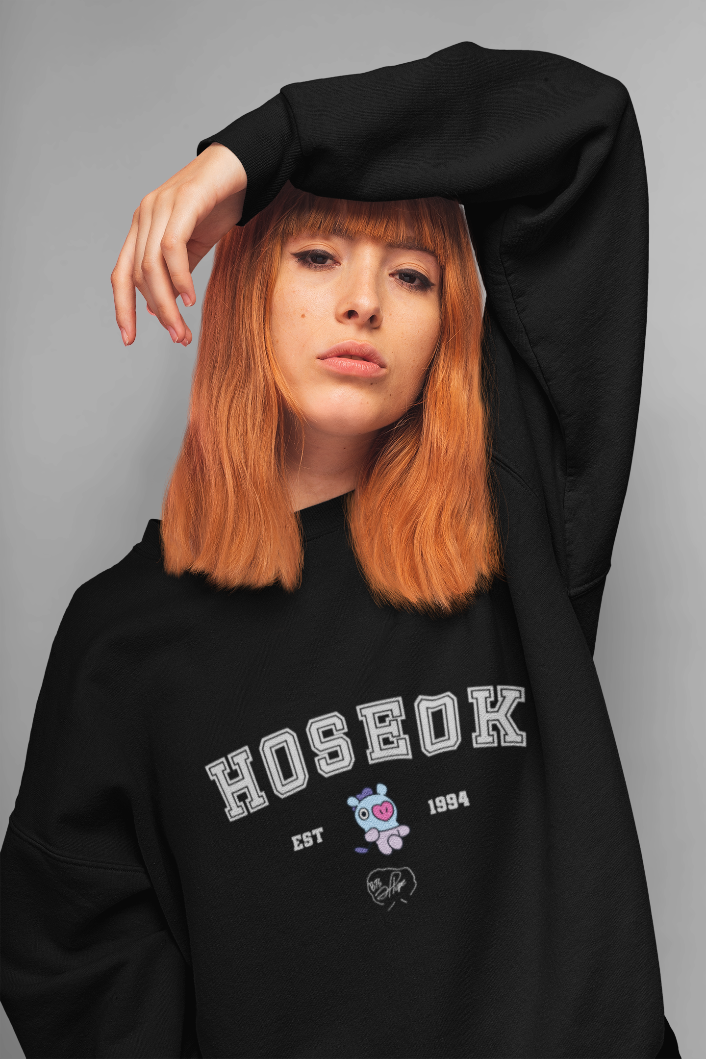 HOSEOK- Mang: Unisex Winter Sweatshirts BLACK