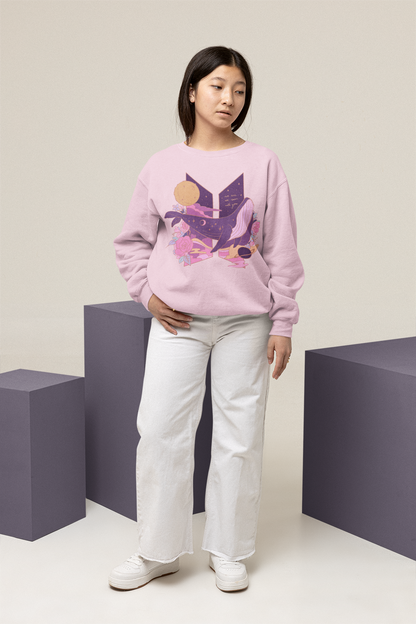 We are not seven with you Unisex Winter Sweatshirts LIGHT BABY PINK