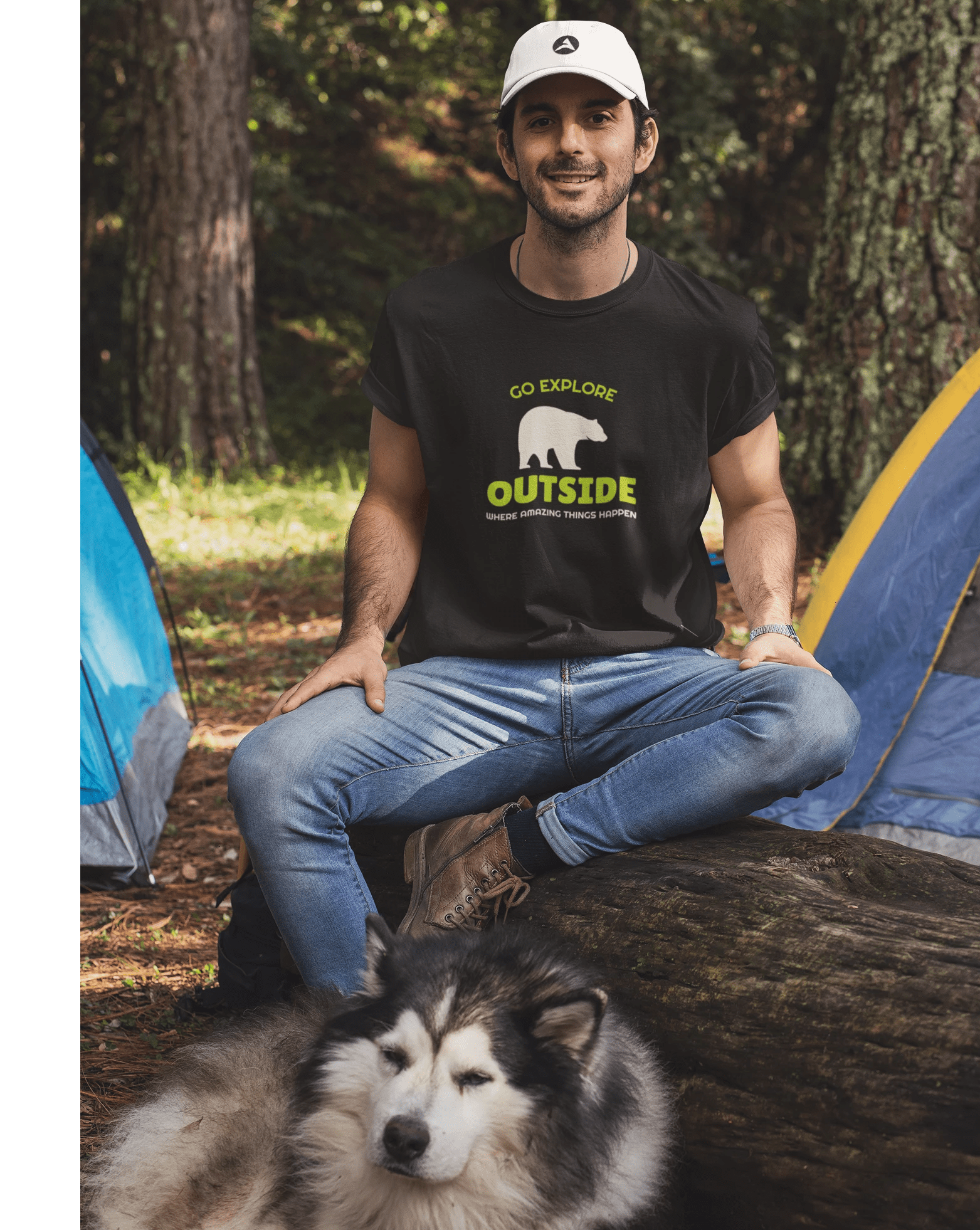 "GO EXPLORE OUTSIDE" - HALF-SLEEVE T-SHIRT'S BLACK