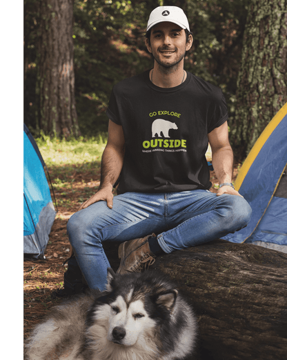 "GO EXPLORE OUTSIDE" - HALF-SLEEVE T-SHIRT'S BLACK
