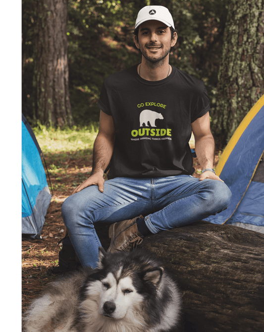 "GO EXPLORE OUTSIDE" - HALF-SLEEVE T-SHIRT'S BLACK