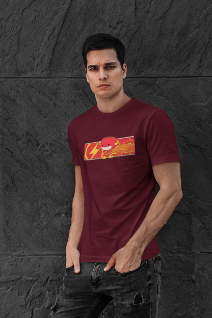 THE FLASH: HALF-SLEEVE T-SHIRTS MAROON