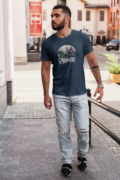 Avengers - Earth's Mightiest Heroes - Half Sleeves T-Shirts. NAVY BLUE