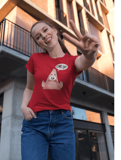 CHILL OUT : PATRICK STAR ( SPONGEBOB ) - HALF-SLEEVE T-SHIRTS RED