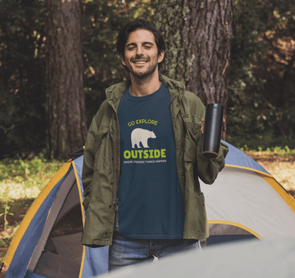 "GO EXPLORE OUTSIDE" - HALF-SLEEVE T-SHIRT'S NAVY BLUE