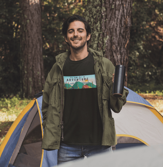 " TIME FOR AN ADVENTURE " HALF-SLEEVE T-SHIRTS BLACK