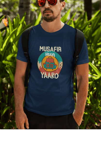 " MUSAFIR HOON YAARO " UNISEX HALF-SLEEVE T-SHIRTS NAVY BLUE