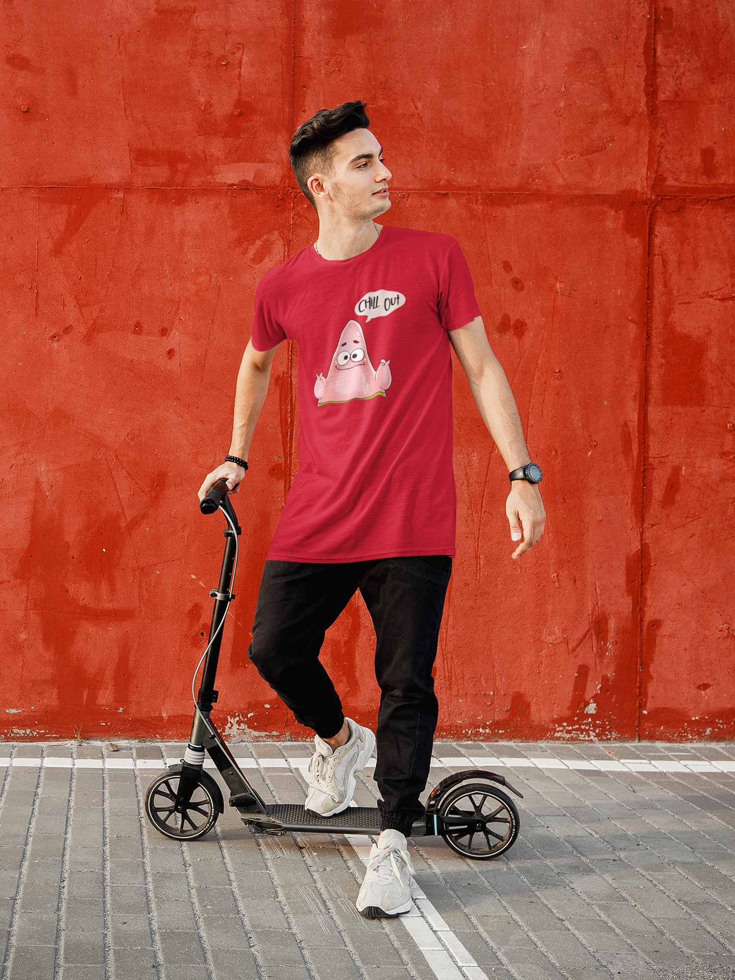 CHILL OUT : PATRICK STAR (SPONGEBOB) - HALF-SLEEVE T-SHIRTS RED