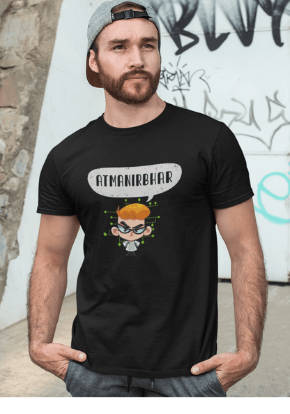 Atmanirbhar: HALF SLEEVE T-SHIRT BLACK