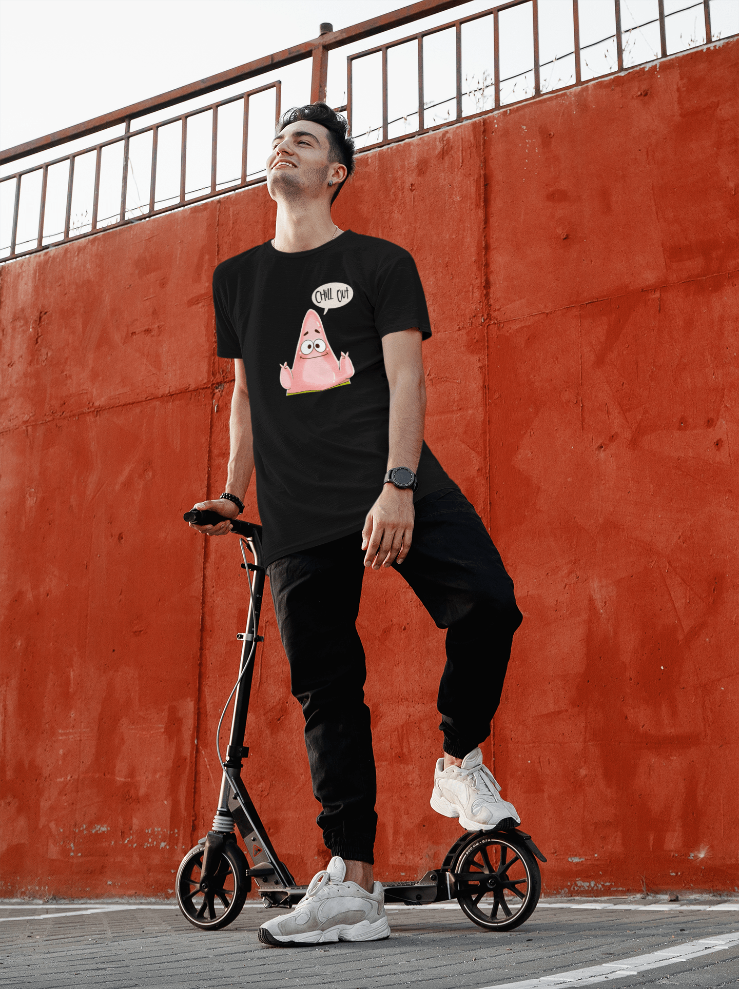CHILL OUT : PATRICK STAR (SPONGEBOB) - HALF-SLEEVE T-SHIRTS BLACK