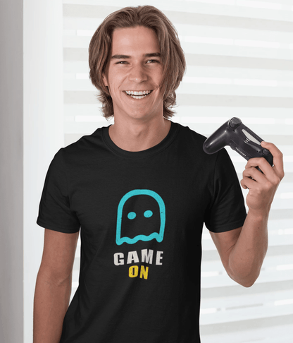 "GAME ON" - HALF-SLEEVE T-SHIRTS BLACK