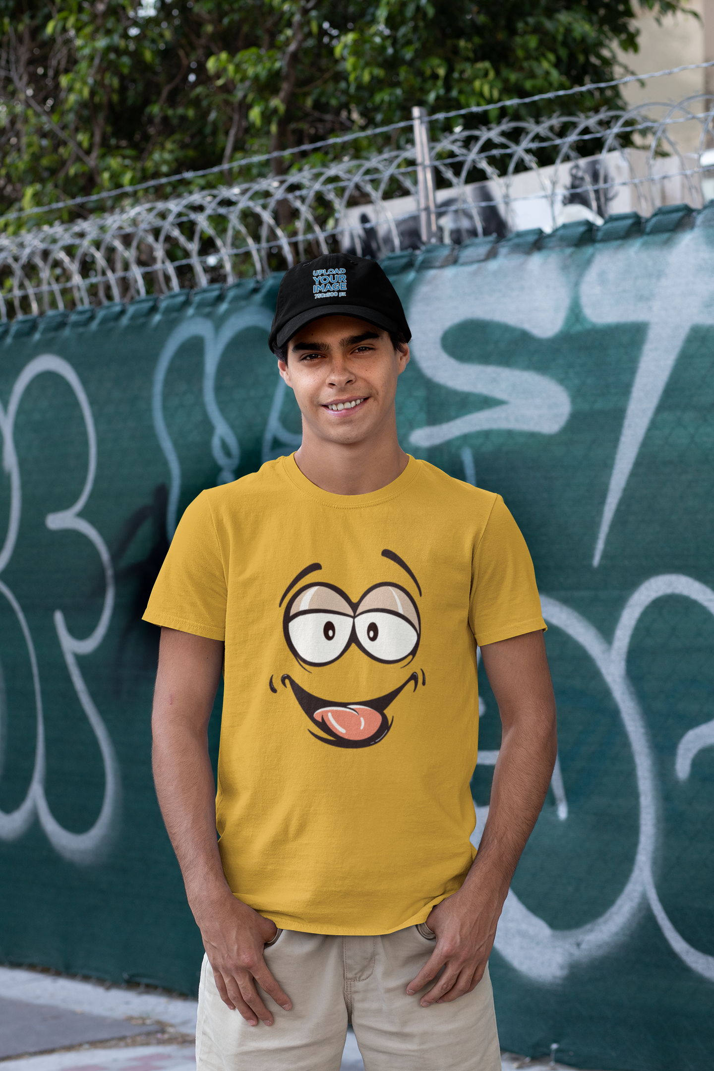 LAUGHING FACE : HALF-SLEEVE T-SHIRTS YELLOW
