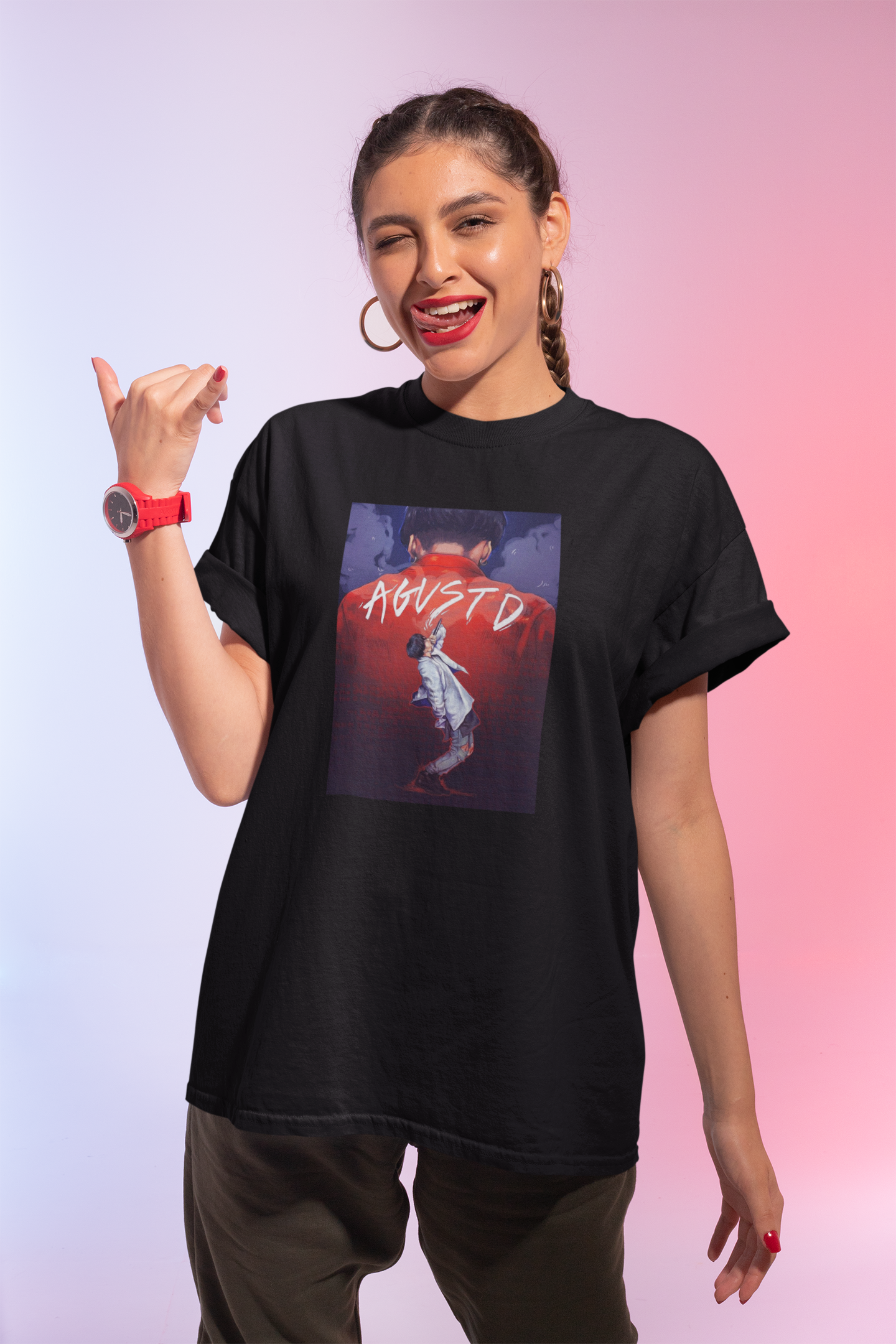 AGUST D BTS Regular Fit T-Shirts BLACK
