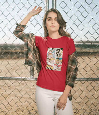 " SISTERS LOVE "- POWERPUFF GIRLS - HALF-SLEEVE T-SHIRTS RED