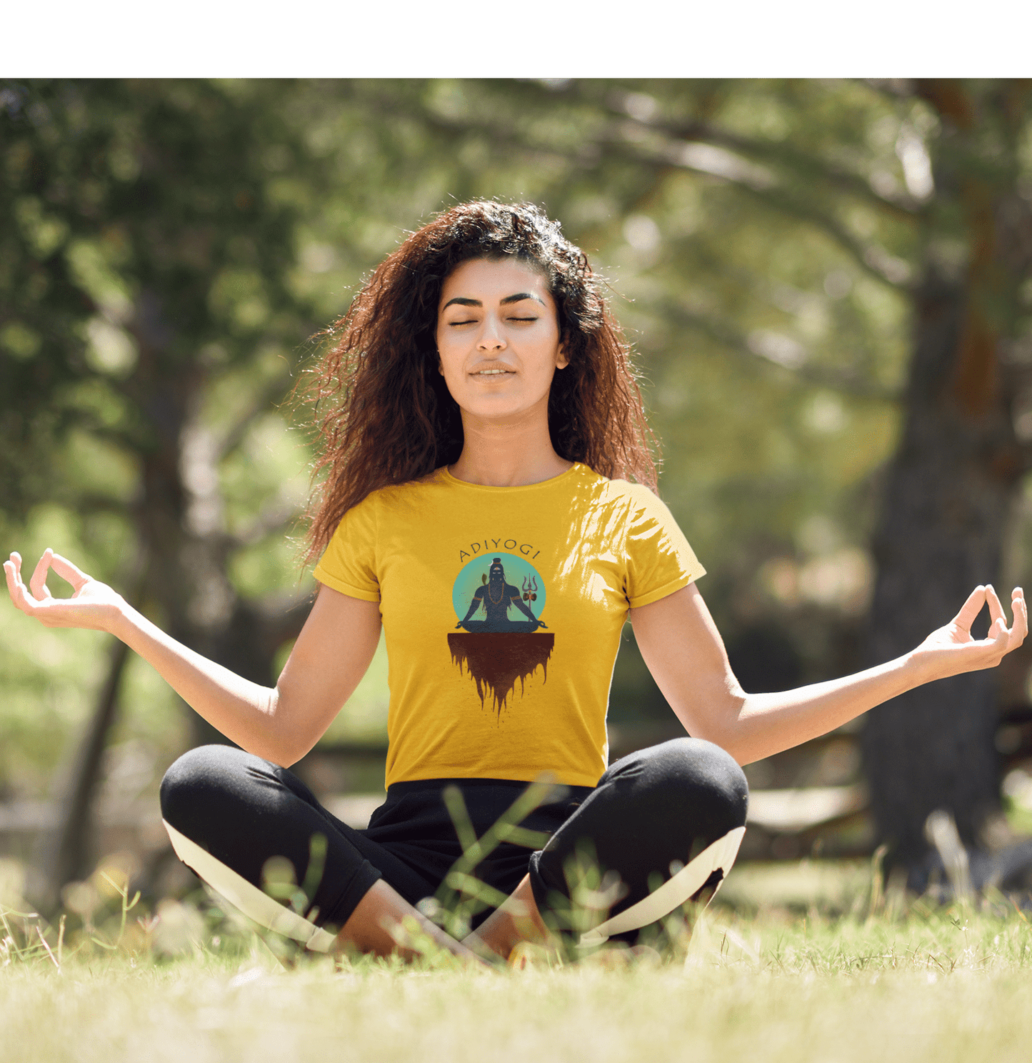 " ADIYOGI " - HALF-SLEEVE T-SHIRTS YELLOW