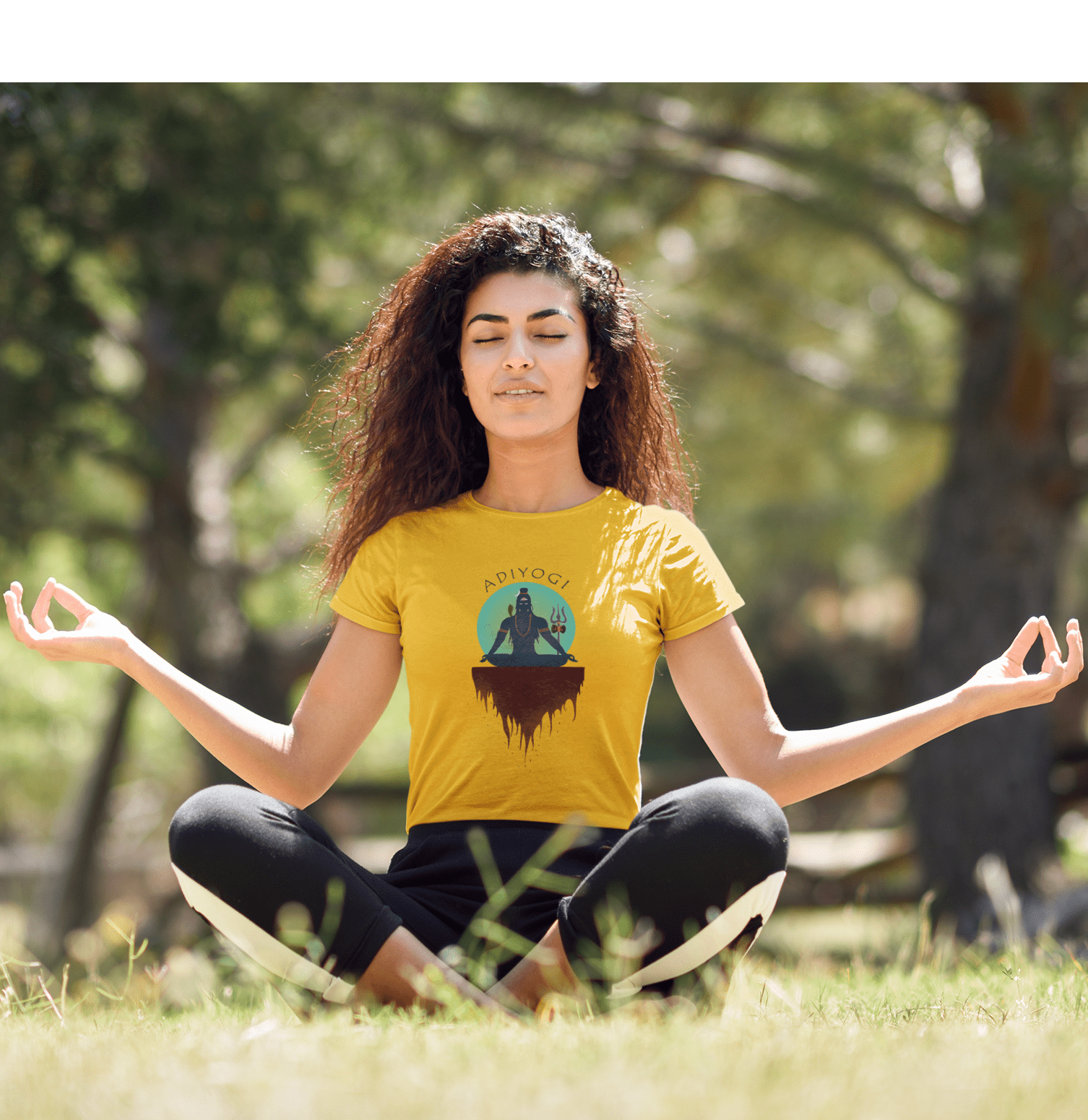 " ADIYOGI " - HALF-SLEEVE T-SHIRTS YELLOW