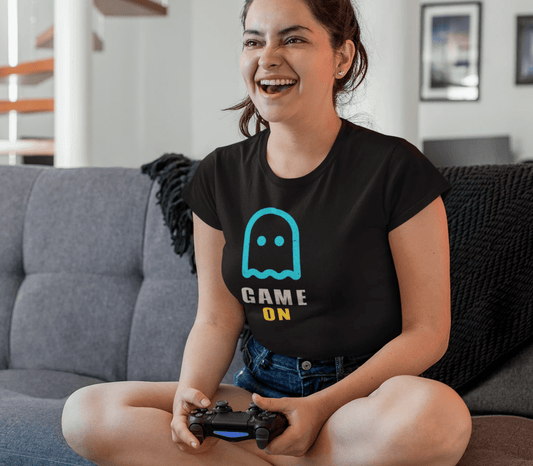 "GAME ON" - HALF-SLEEVE T-SHIRTS BLACK