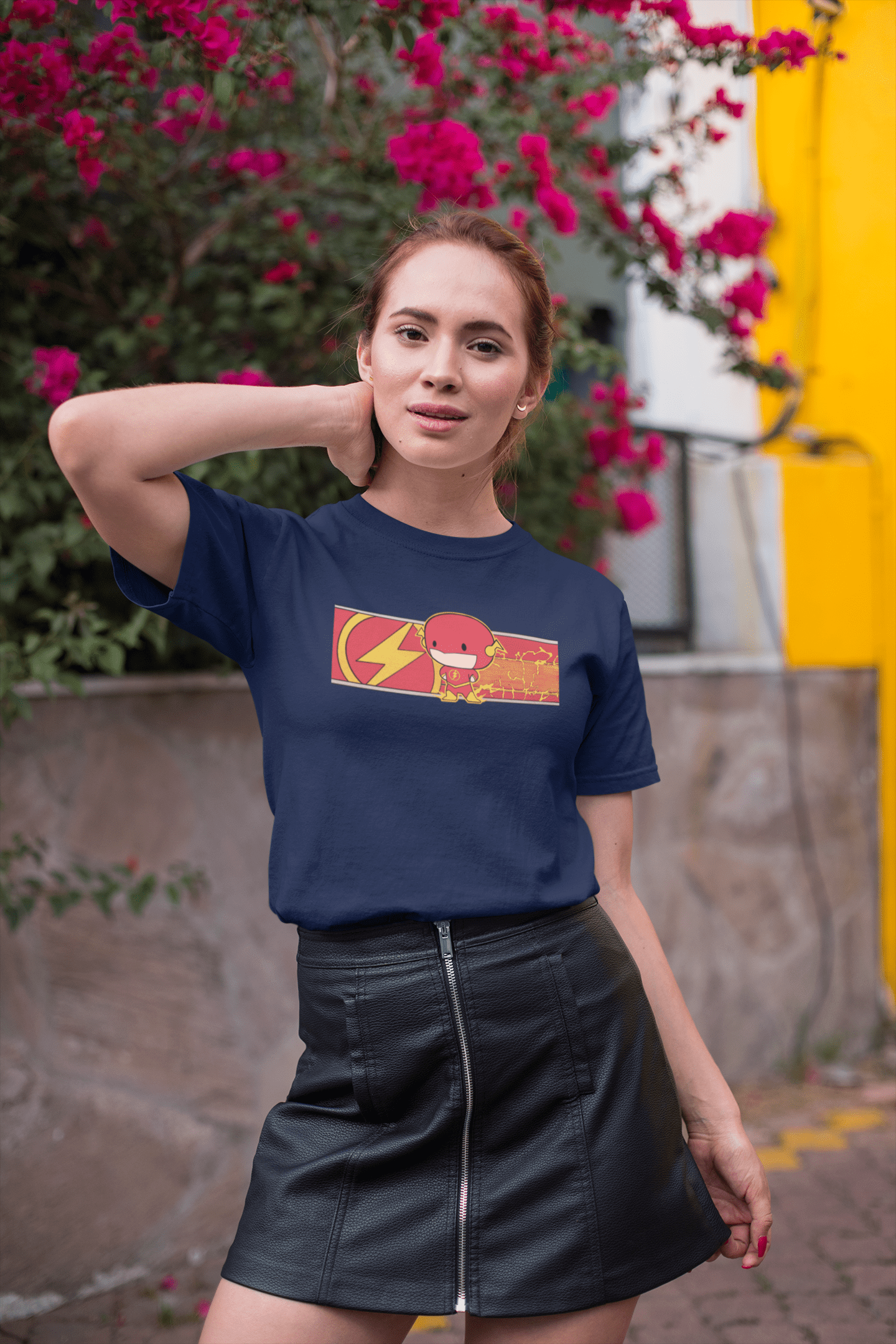 THE FLASH: HALF-SLEEVE T-SHIRTS NAVY BLUE