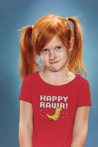 "HAPPY ROAR" KIDS HALF-SLEEVE T-SHIRT RED