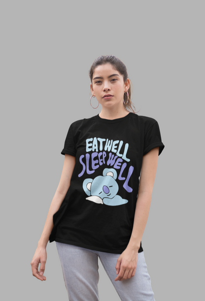 Eat well Sleep Well- Koya Regular Fit T-SHIRTS BLACK