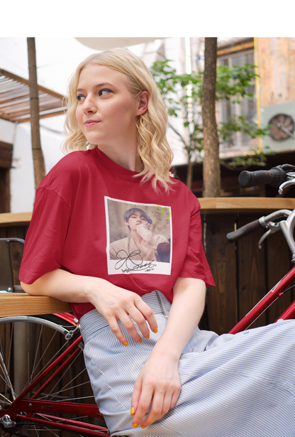 BTS V AUTOGRAPH Regular Fit T-Shirts RED